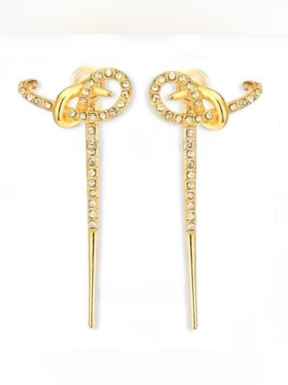 NEW Alexis Bittar Miss Havisham Spiked Sword Jacket Earrings Crystal Gold JN09